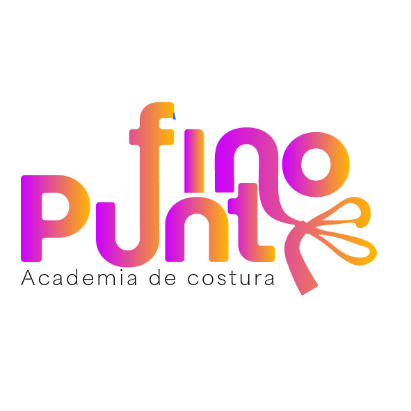 Logotipo Punto Academia de Costura con identidad visual colorida